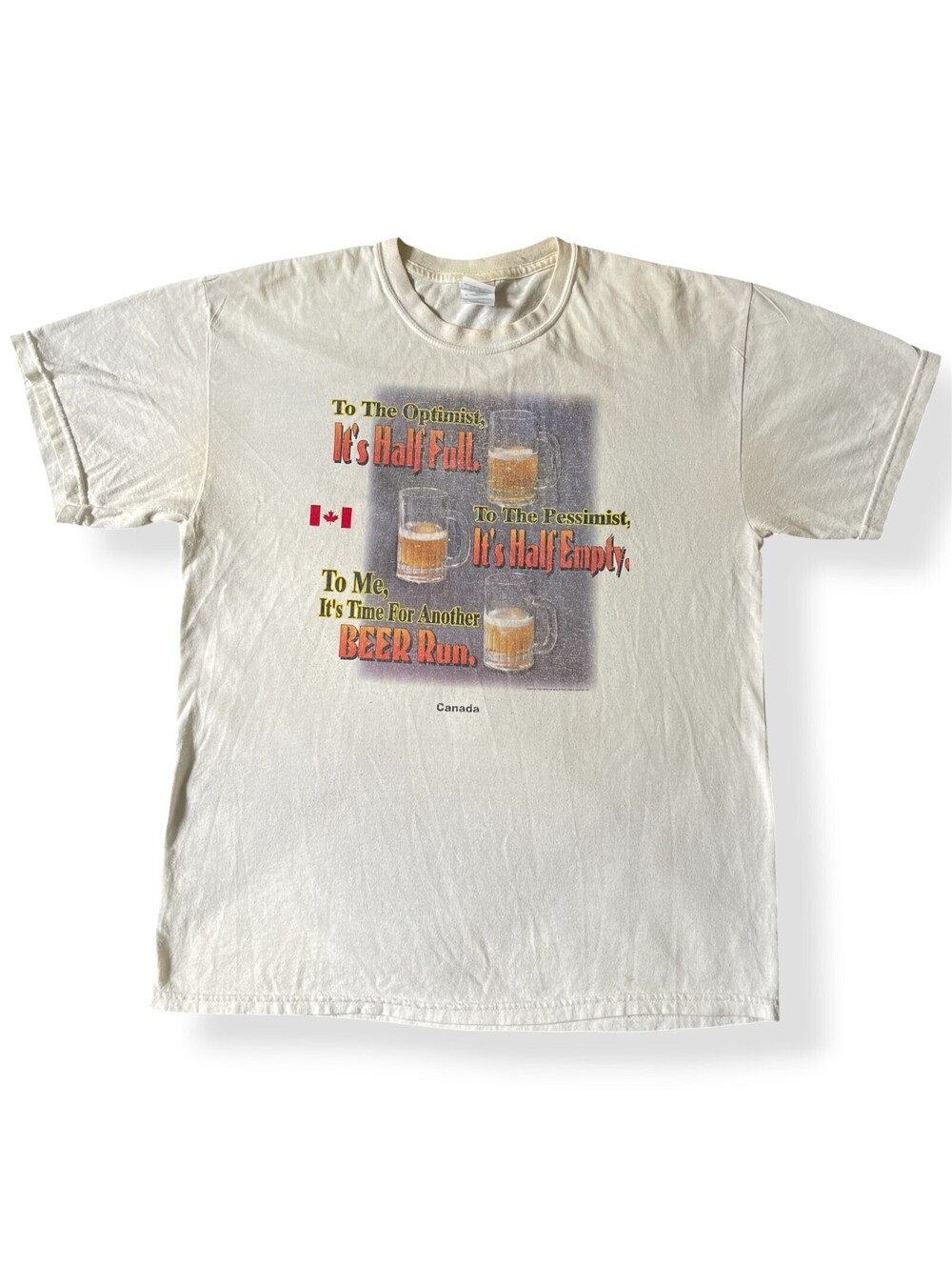 Vintage Canada Graphic Beer White T-Shirt Mens Large